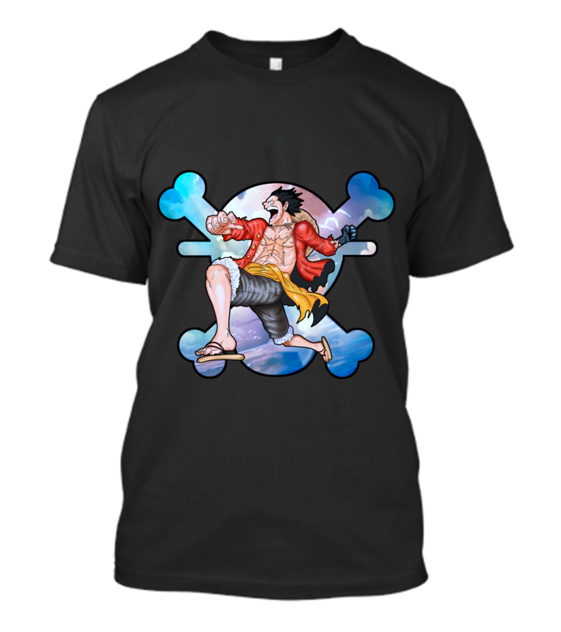 King Of The Sea Luffy One Piece Jolly Roger Sky Background T-Shirt