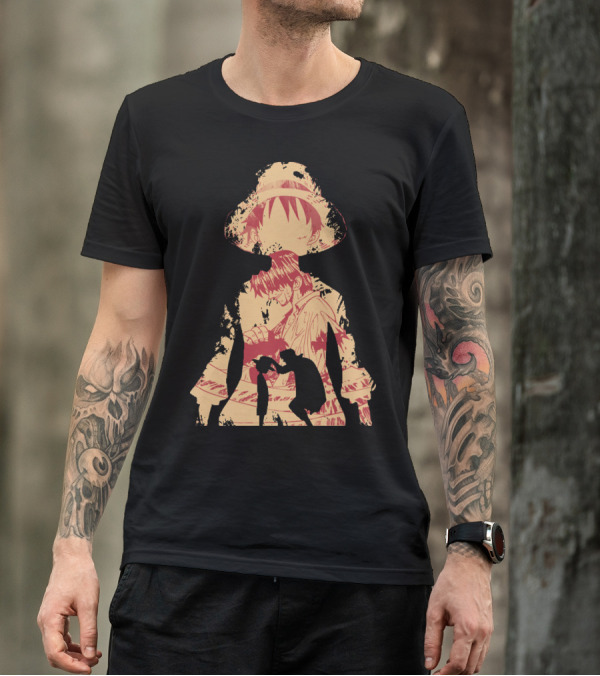 Luffy Shanks Silhouette Straw Hat Mentorship Scene T-Shirt
