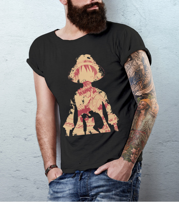 Luffy Shanks Silhouette Straw Hat Mentorship Scene T-Shirt