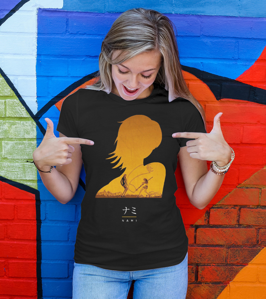 One Piece Nami Silhouette With Luffy And Nami Scene T-Shirt