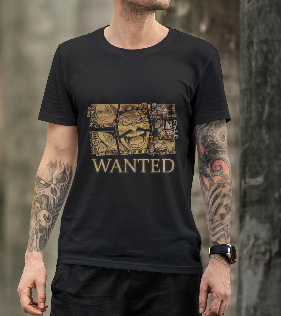 One Piece Most Wanted Posters Kaido Shanks Whitebeard Big Mom Pirates T-Shirt