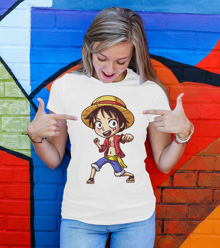 Luffy Chibi One Piece Straw Hat Pirate Anime Character T-Shirt