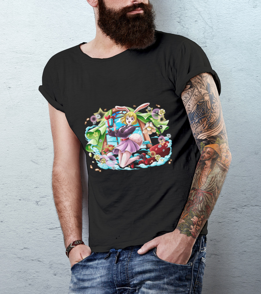 One Piece Girl Festive Bunny With Gift And Flowers T-Shirt