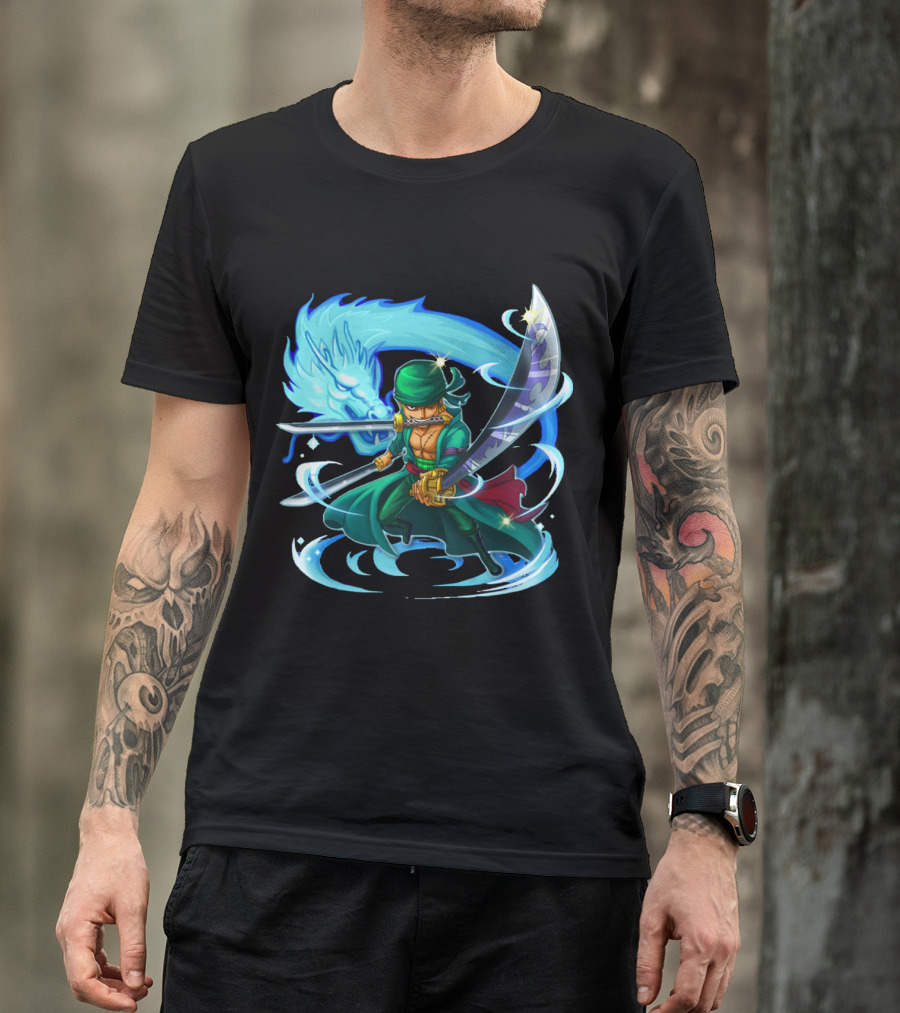 Roronoa Zoro Swordmaster With Blue Dragon Aura T-Shirt