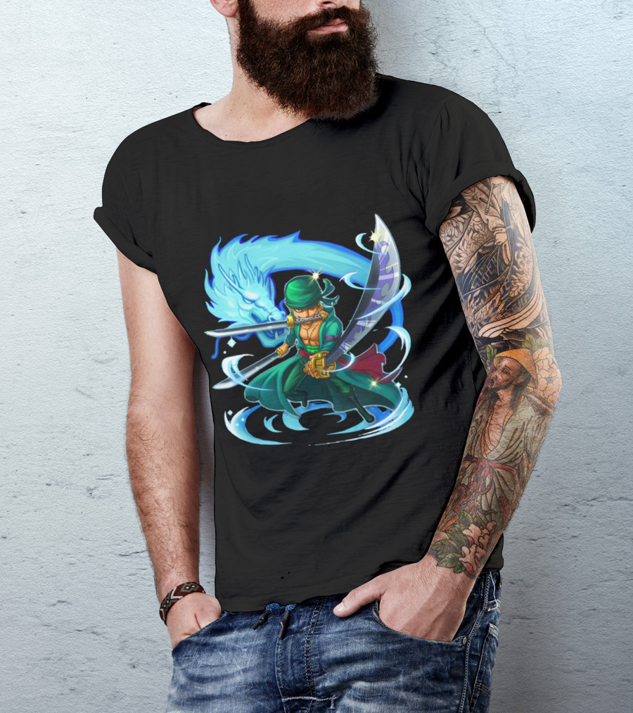 Roronoa Zoro Swordmaster With Blue Dragon Aura T-Shirt