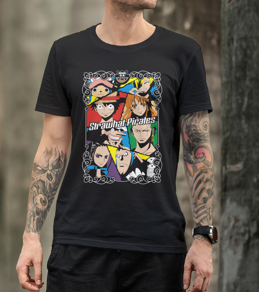 Strawhat Pirates Crew Vibrant Character Portraits T-Shirt