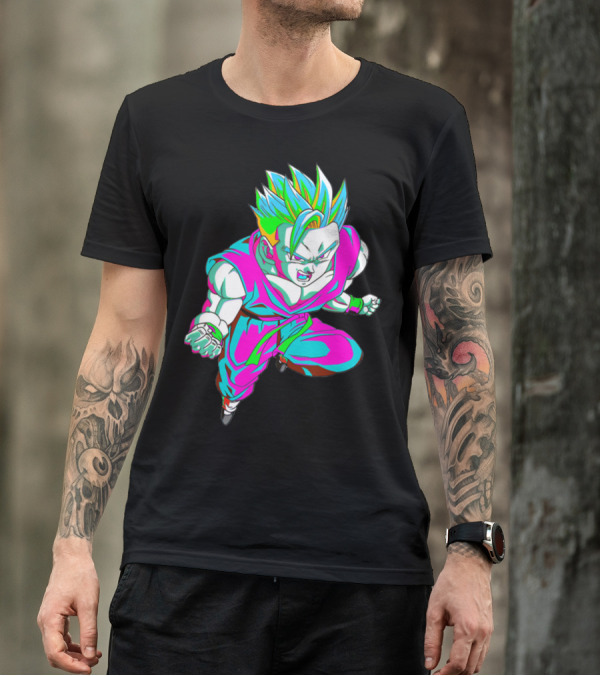 Anime Vaporwave 90s Super Saiyan Style Retro Neon Aesthetic T-Shirt