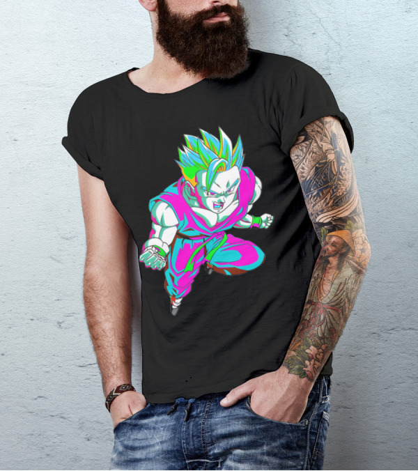 Anime Vaporwave 90s Super Saiyan Style Retro Neon Aesthetic T-Shirt