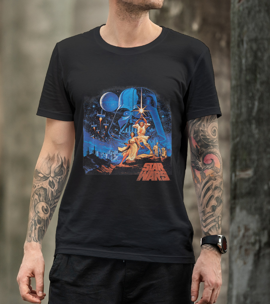 Star Wars Luke Leia Darth Vader X-Wing Tatooine R2D2 C3PO A New Hope T-Shirt