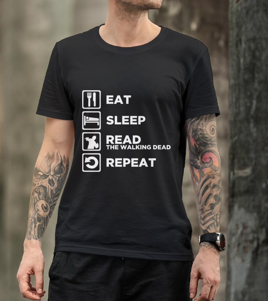 Eat Sleep Read The Walking Dead Repeat Zombie Cycle T-Shirt