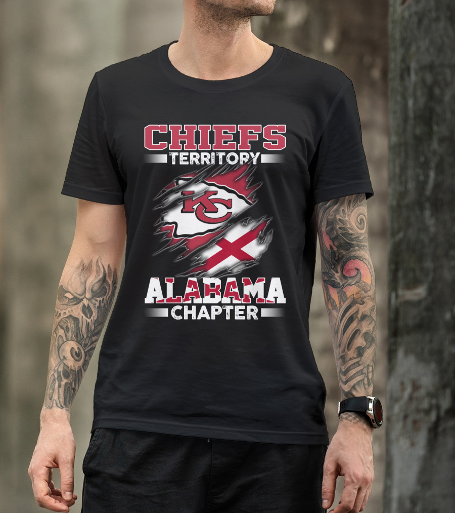 CHIEFS TERRITORY ALABAMA CHAPTER KC Logo And Alabama Flag T-Shirt