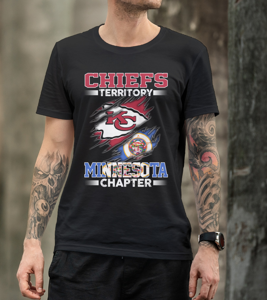 CHIEFS TERRITORY MINNESOTA CHAPTER KC Logo And Minnesota State Flag T-Shirt