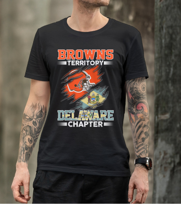 BROWNS Territory Delaware Chapter Football Helmet State Flag T-Shirt
