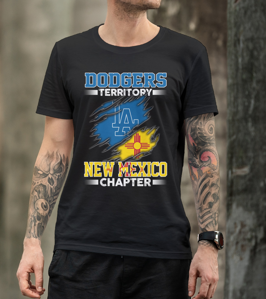 Dodgers Territory New Mexico Chapter LA Logo New Mexico Flag T-Shirt