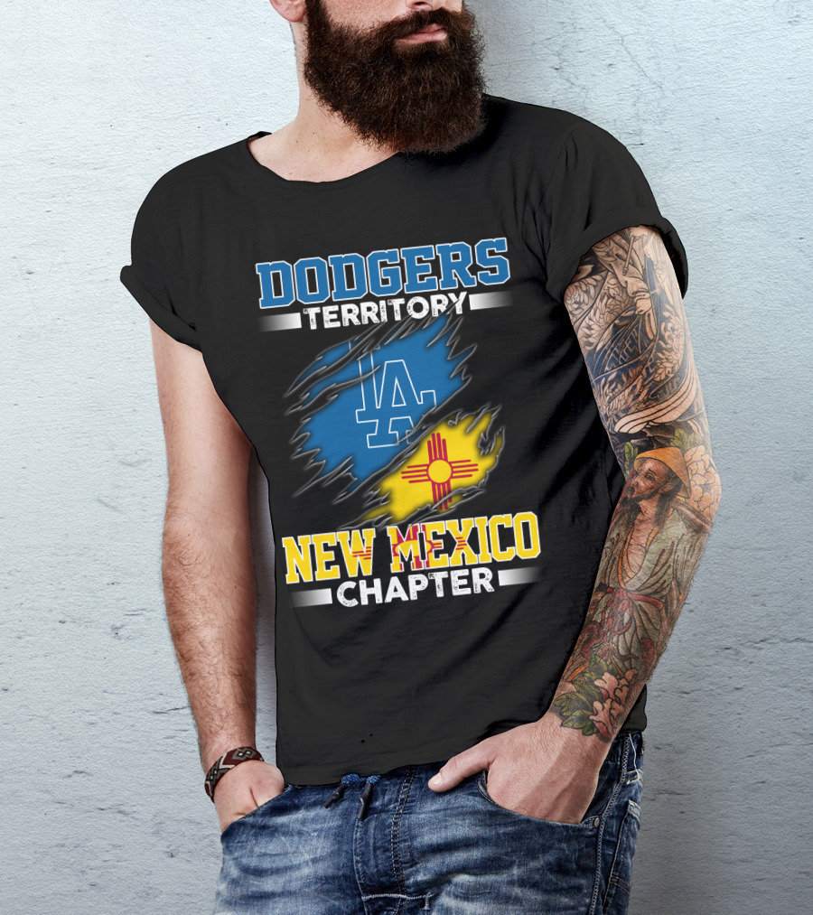 Dodgers Territory New Mexico Chapter LA Logo New Mexico Flag T-Shirt
