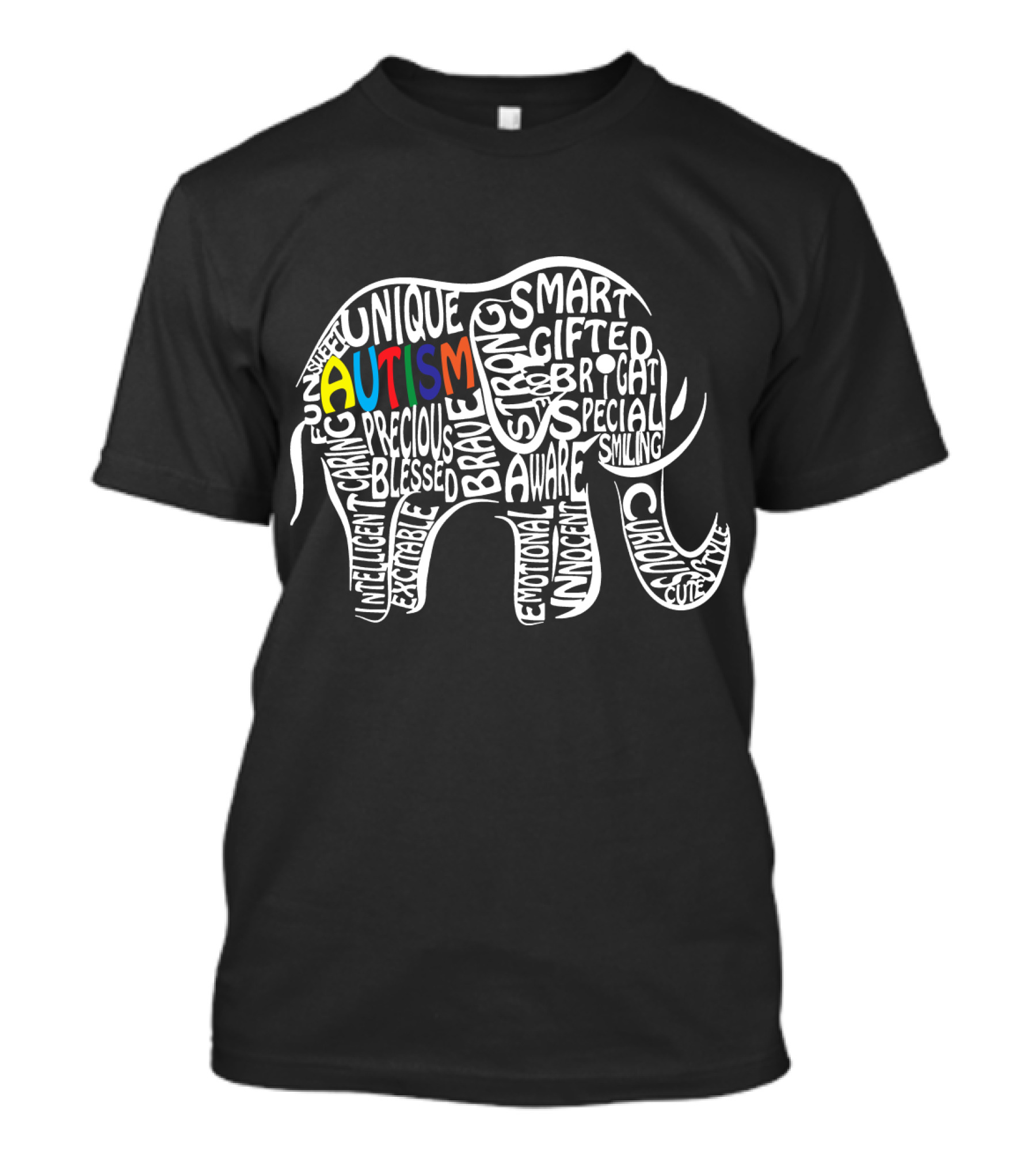 Autism Unique Smart Fun Caring Precious Brave Aware Curious T-Shirt