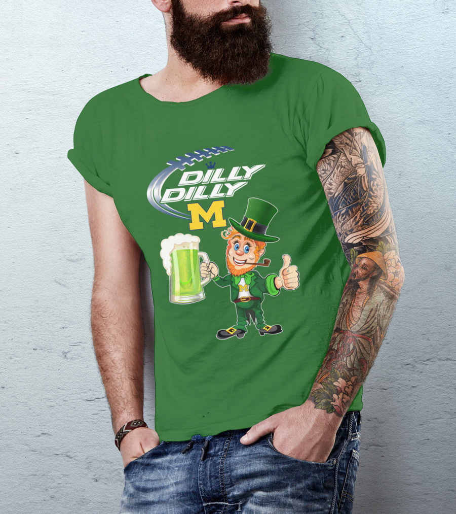 Dilly Dilly M Patrick Football Leprechaun With Green Beer T-Shirt