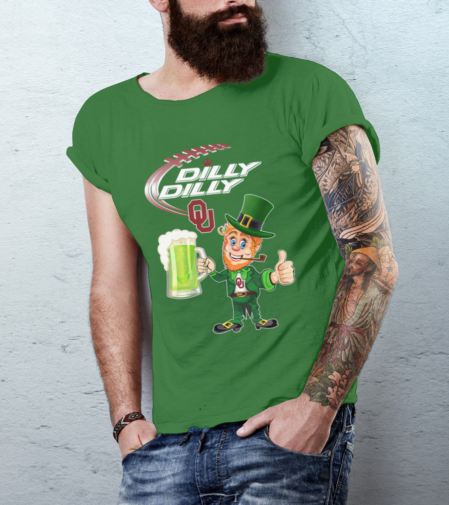 Dilly Dilly OU Football Green Beer Leprechaun T-Shirt