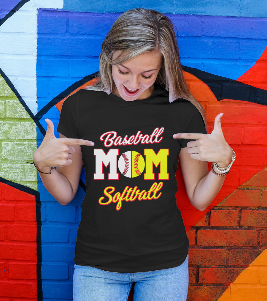 Baseball MOM Softball Split Ball T-Shirt