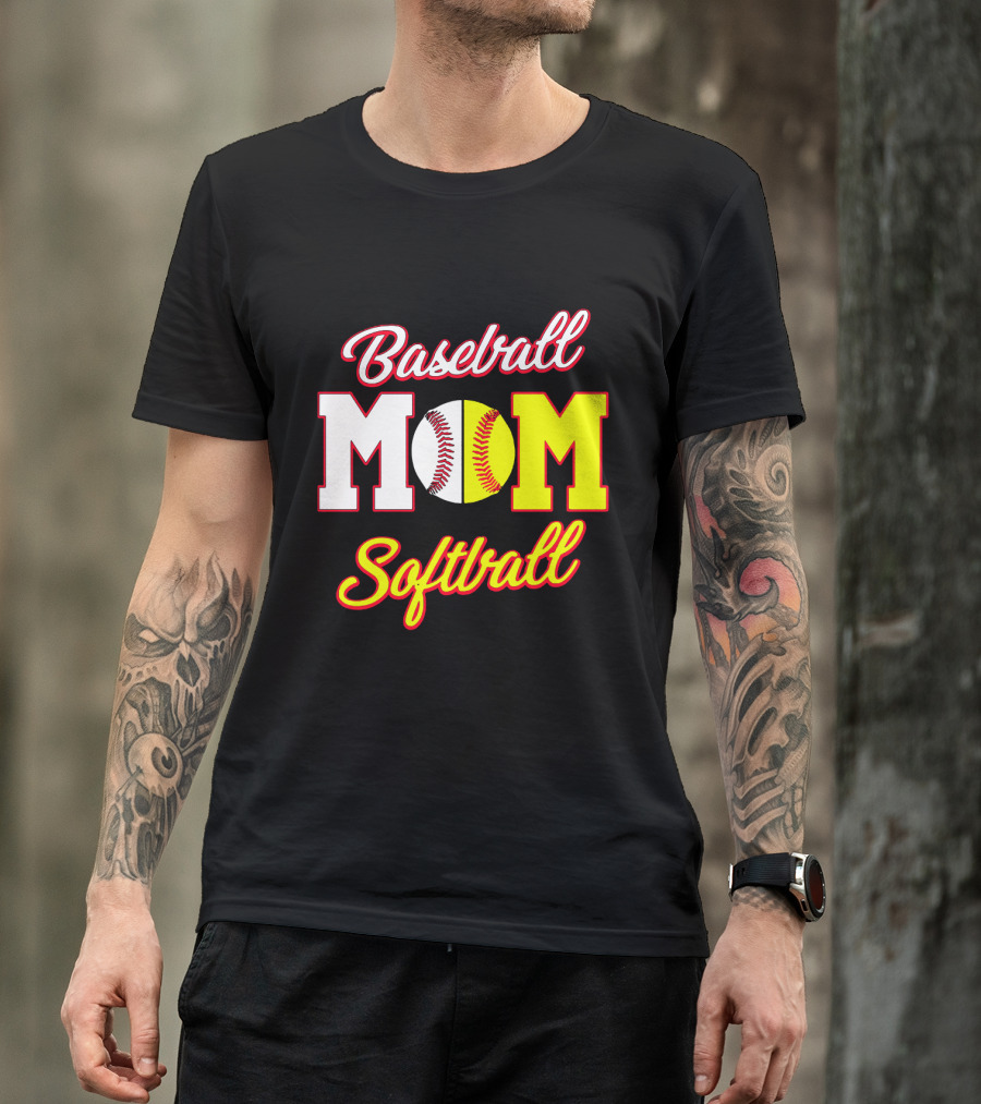 Baseball MOM Softball Split Ball T-Shirt