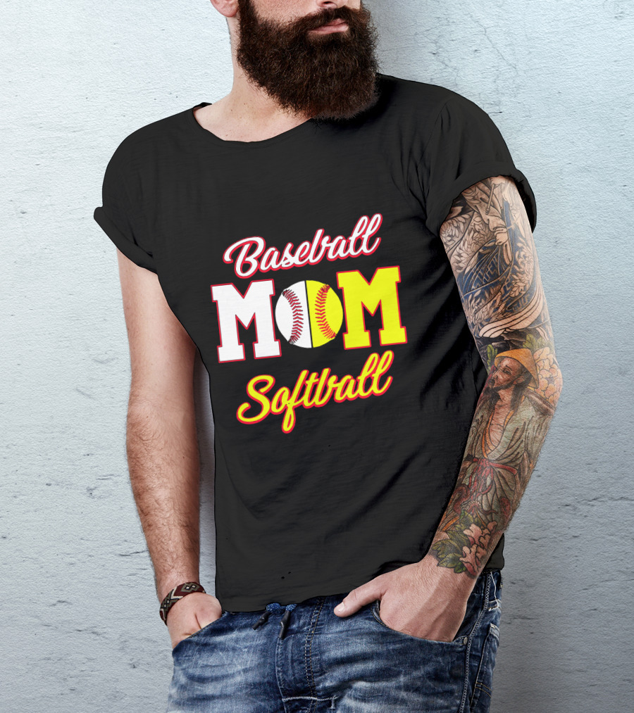 Baseball MOM Softball Split Ball T-Shirt