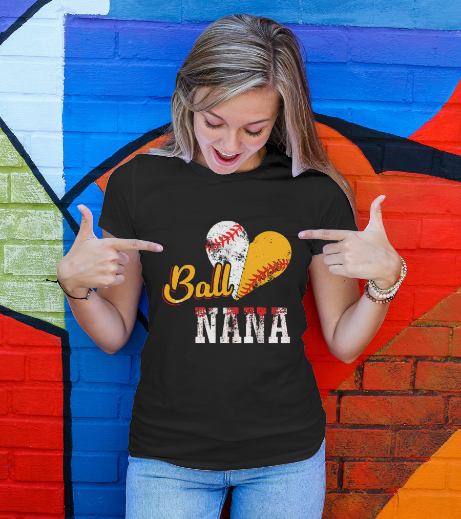 Ball Nana Baseball Heart T-Shirt