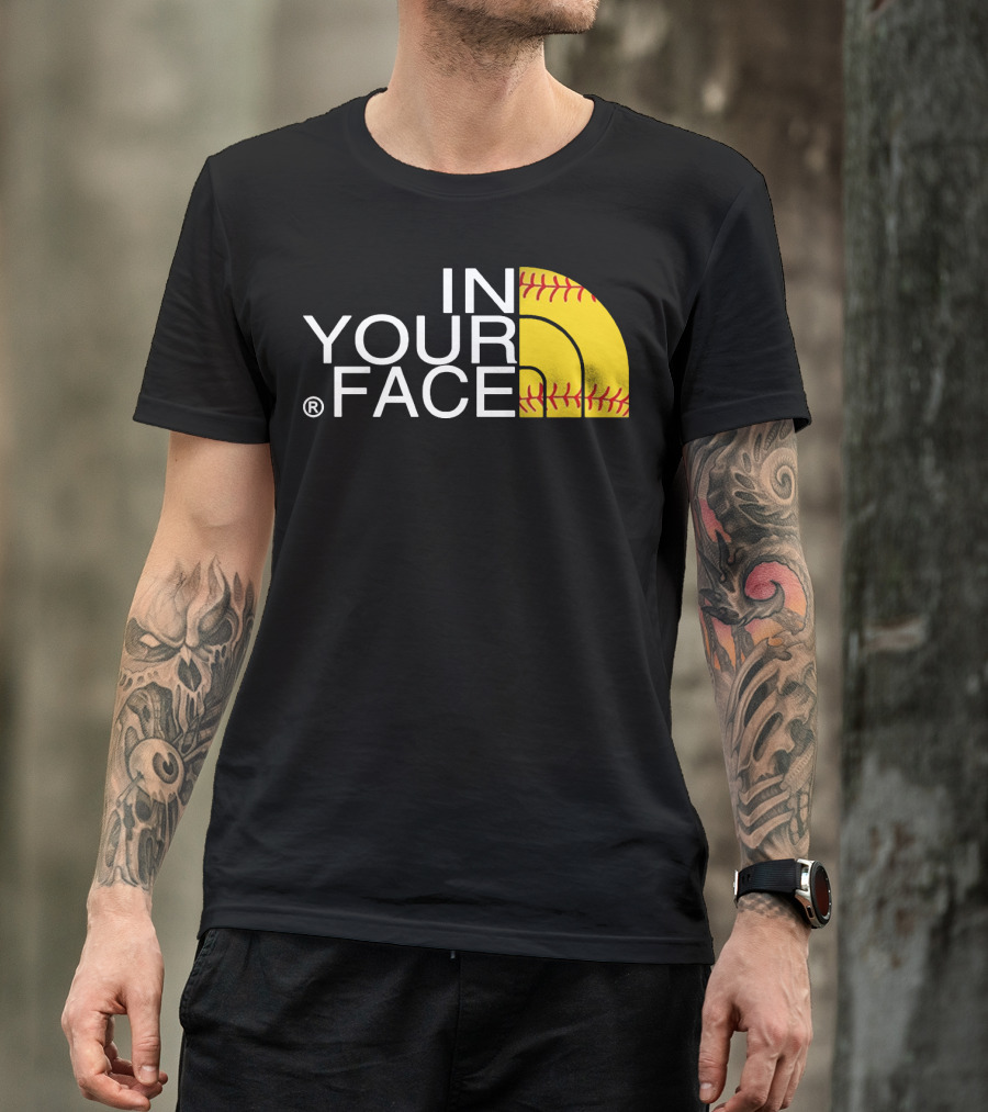 IN YOUR FACE Baseball Stitch T-Shirt