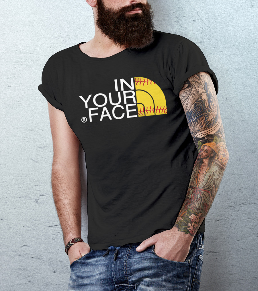IN YOUR FACE Baseball Stitch T-Shirt