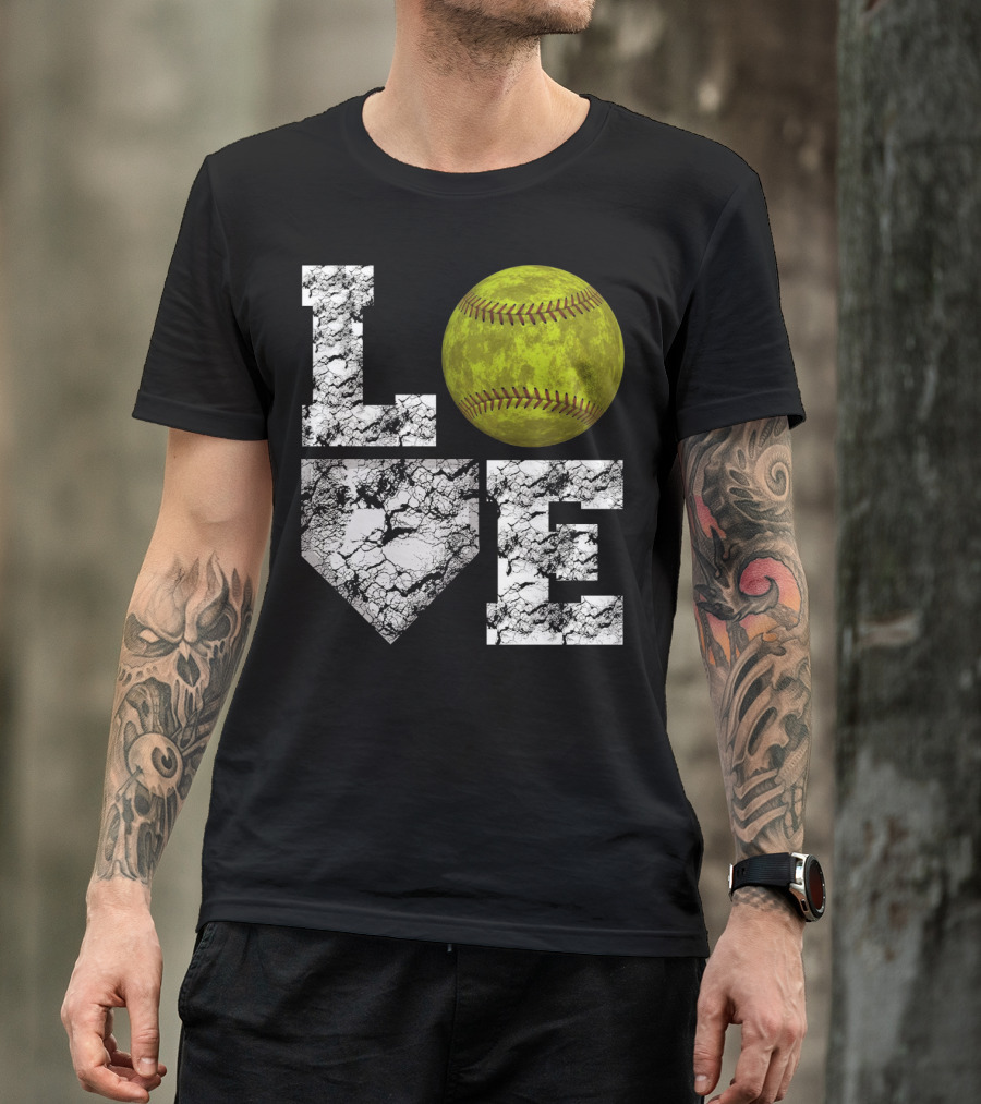 LOVE Softball Home Plate Grunge T-Shirt