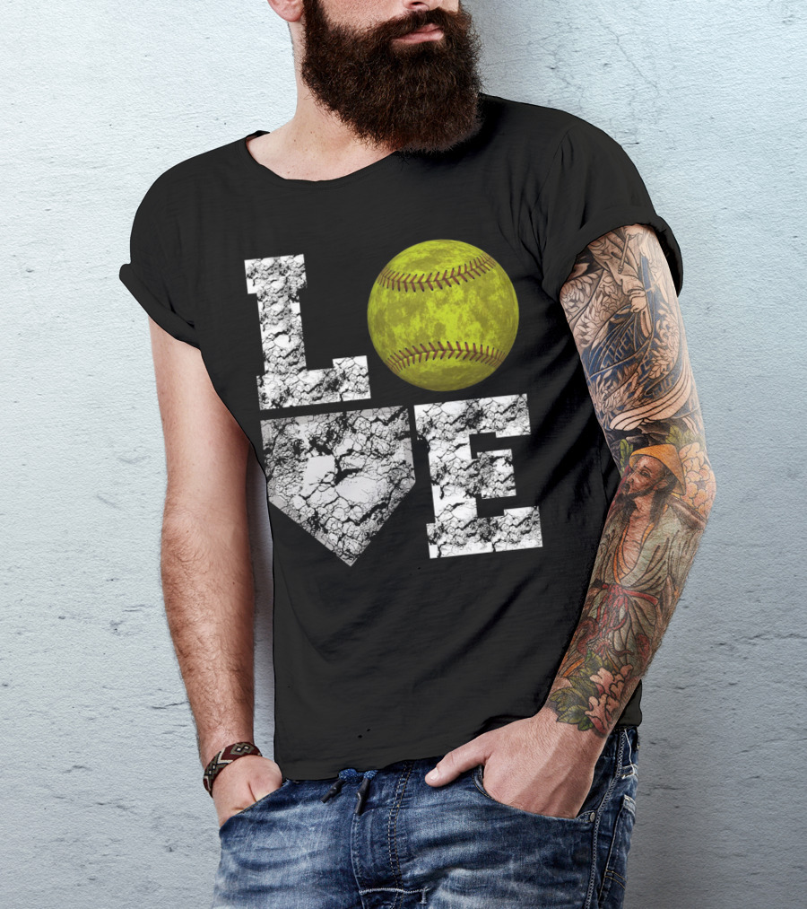 LOVE Softball Home Plate Grunge T-Shirt