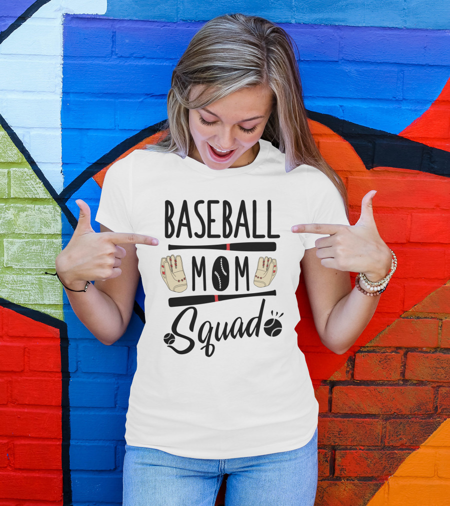 Baseball Mom Squad With Gloves And Bats T-Shirt