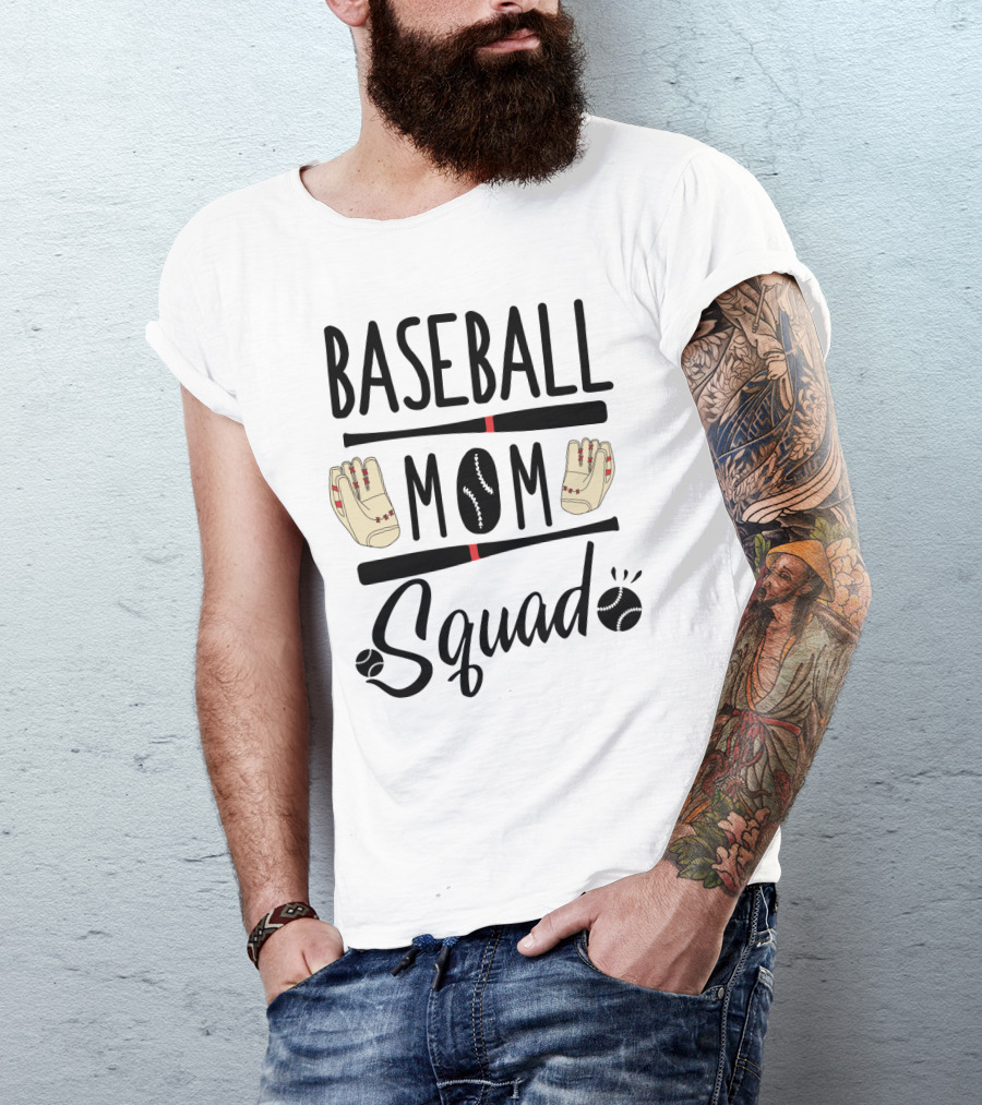 Baseball Mom Squad With Gloves And Bats T-Shirt