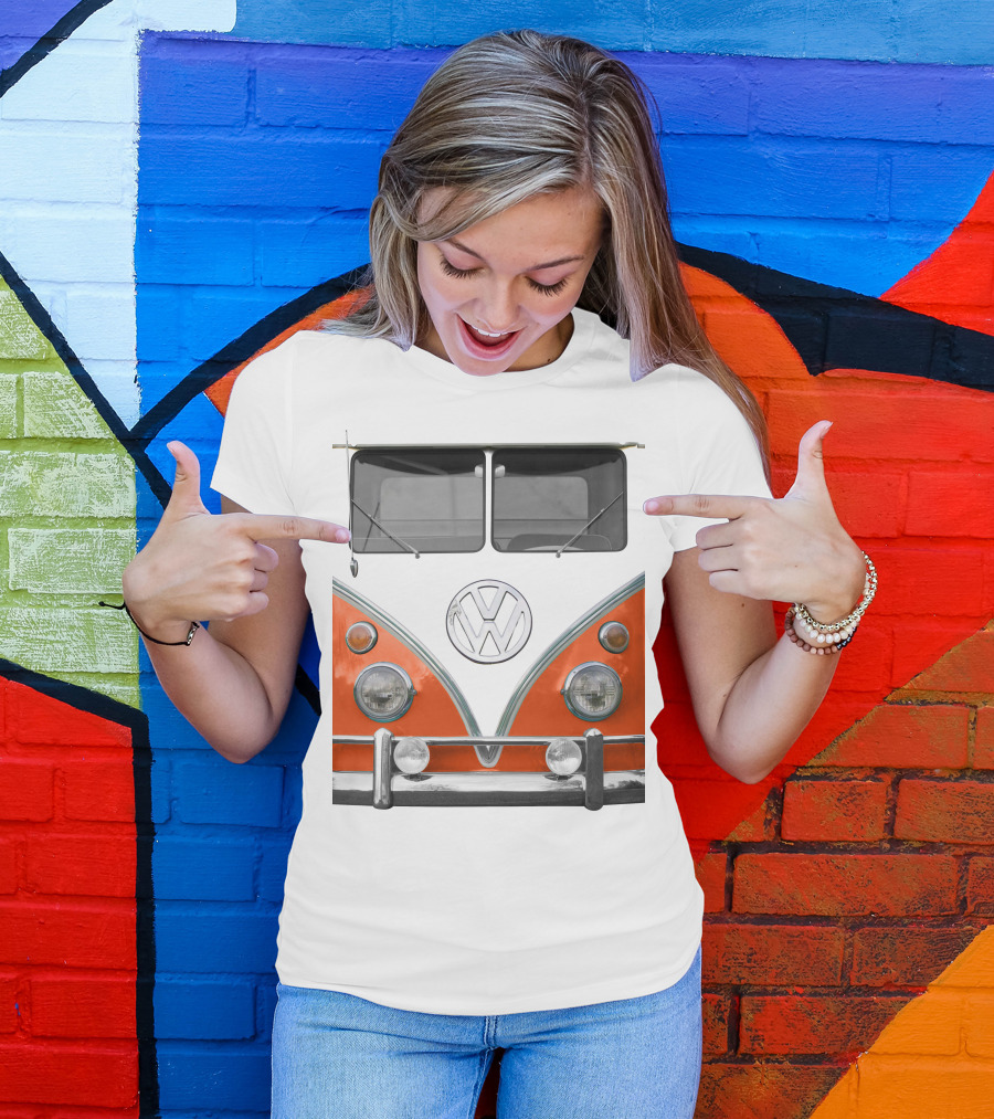 Volkswagen Orange Bus Front Vintage Look T-Shirt