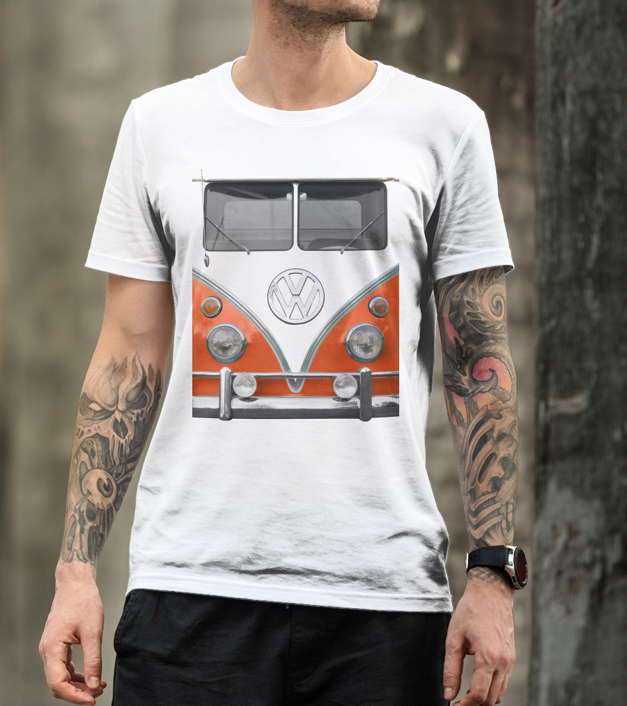 Volkswagen Orange Bus Front Vintage Look T-Shirt