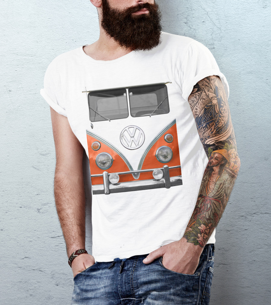 Volkswagen Orange Bus Front Vintage Look T-Shirt