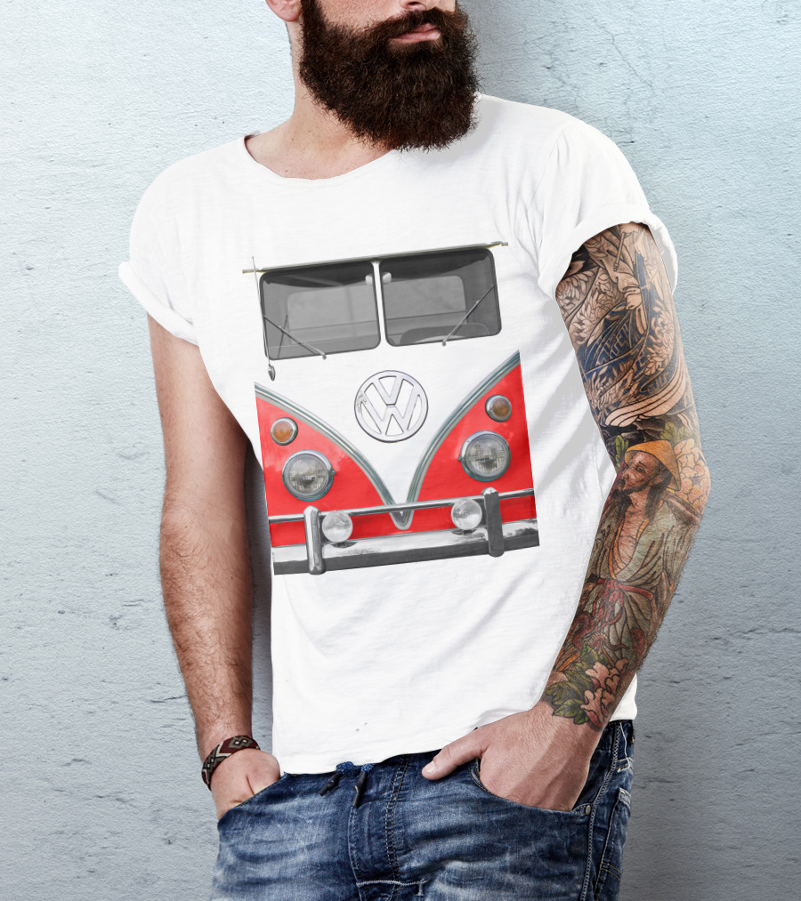 Volkswagen Camper Van Front Red And White Classic T-Shirt