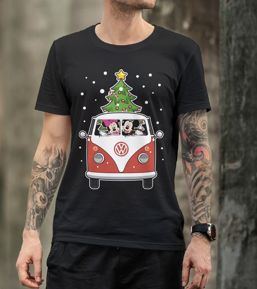 Volkswagen Christmas Van With Mickey And Minnie T-Shirt