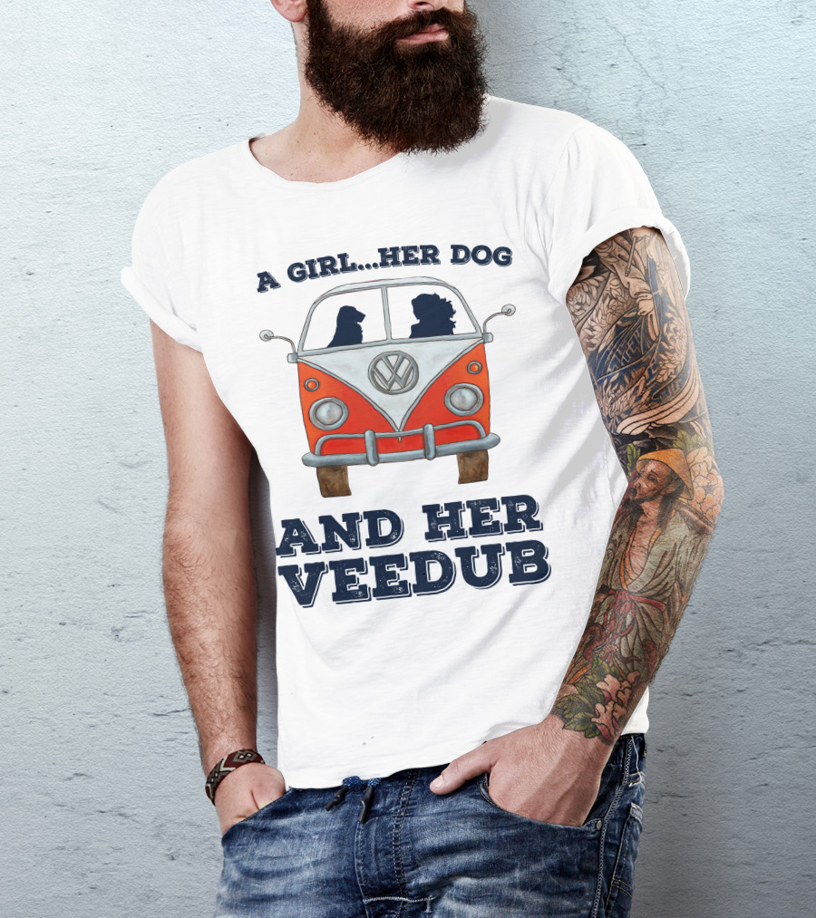 A Girl Her Dog And Her Veedub Volkswagen Bus T-Shirt