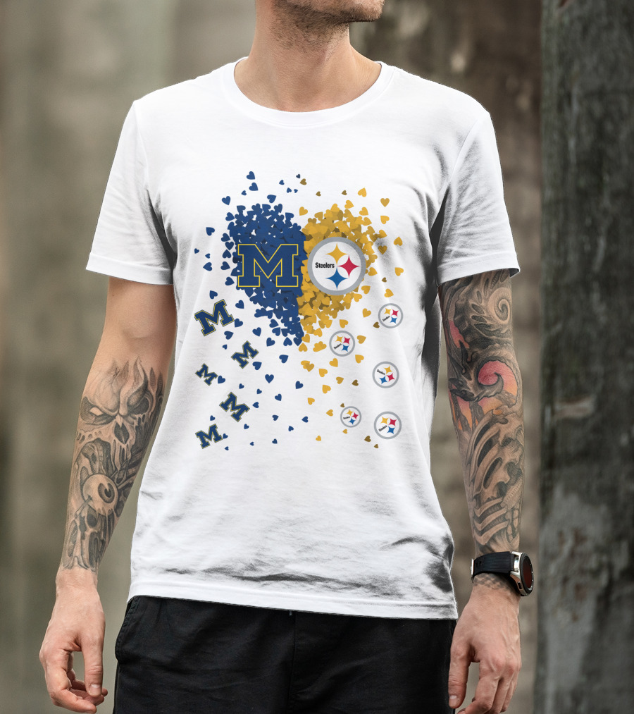 M Hearts Pittsburgh Steelers Wolverines T-Shirt