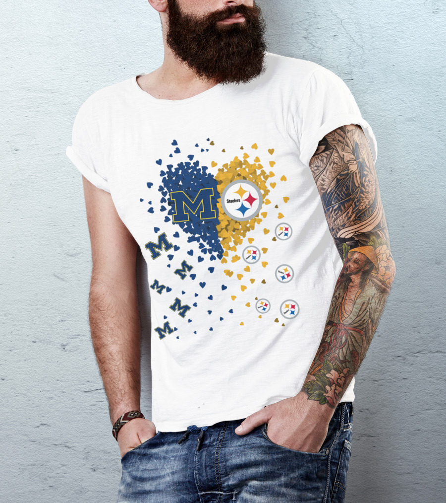 M Hearts Pittsburgh Steelers Wolverines T-Shirt