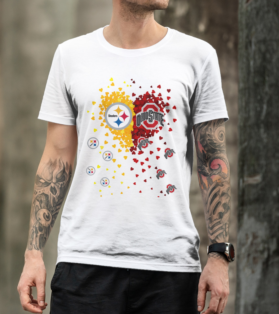 Steelers Ohio State Heart Collage T-Shirt