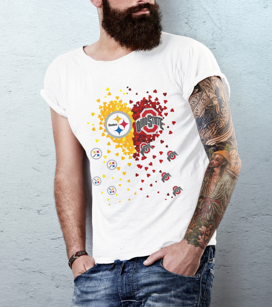 Steelers Ohio State Heart Collage T-Shirt