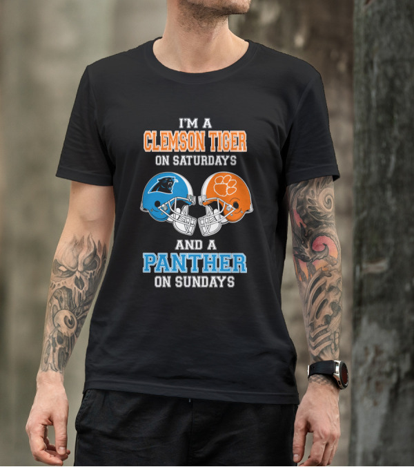 Clemson Tigers Saturdays Panthers Sundays Football Helmets T-Shirt