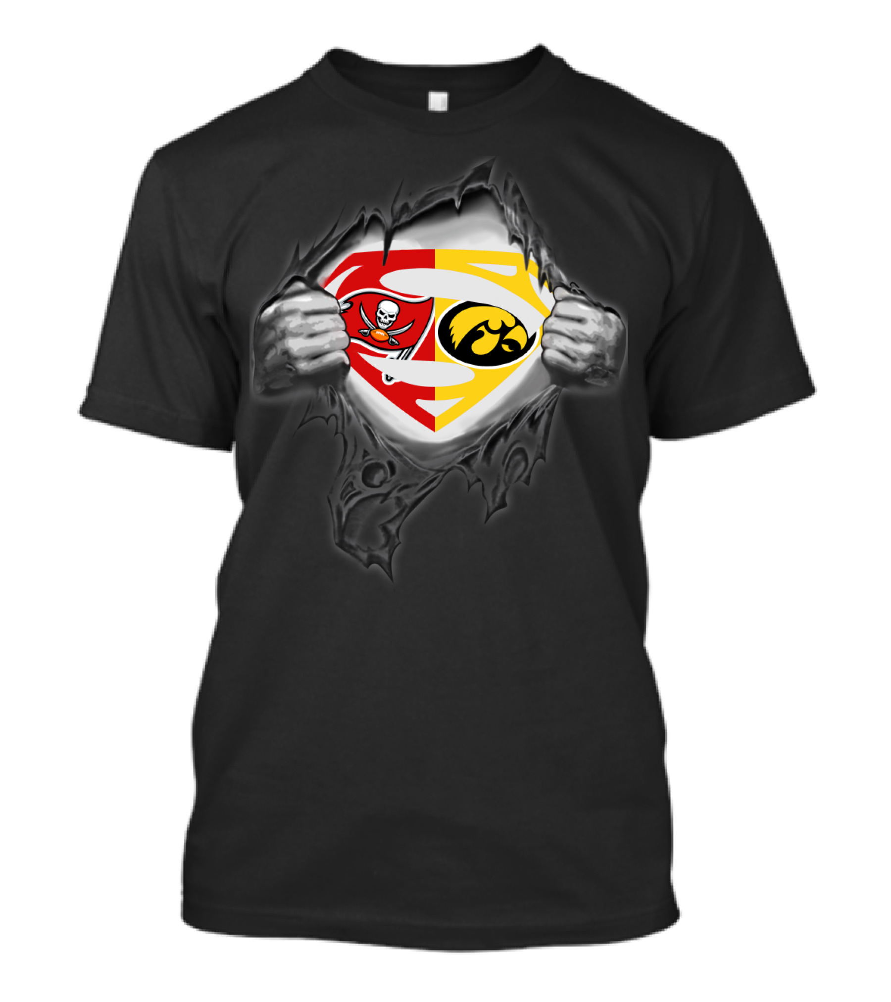Tampa Bay Buccaneers Iowa Hawkeyes Superman Logo Combo T-Shirt