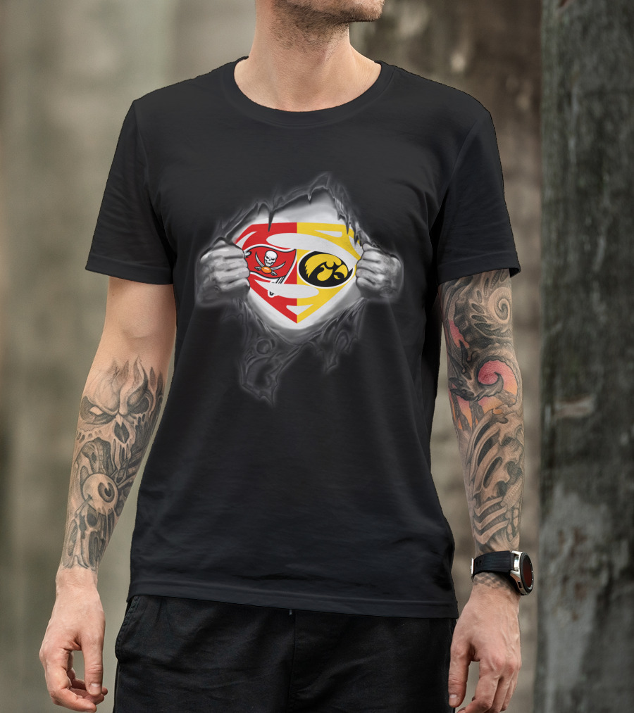 Tampa Bay Buccaneers Iowa Hawkeyes Superman Logo Combo T-Shirt