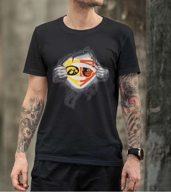 Hawkeyes Baltimore Orioles Superman Logo Mashup T-Shirt