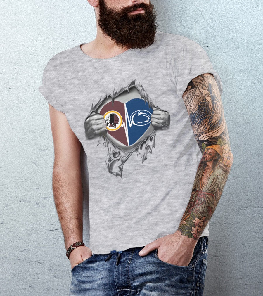 Washington Redskins Penn State Heart Rip Dual T-Shirt