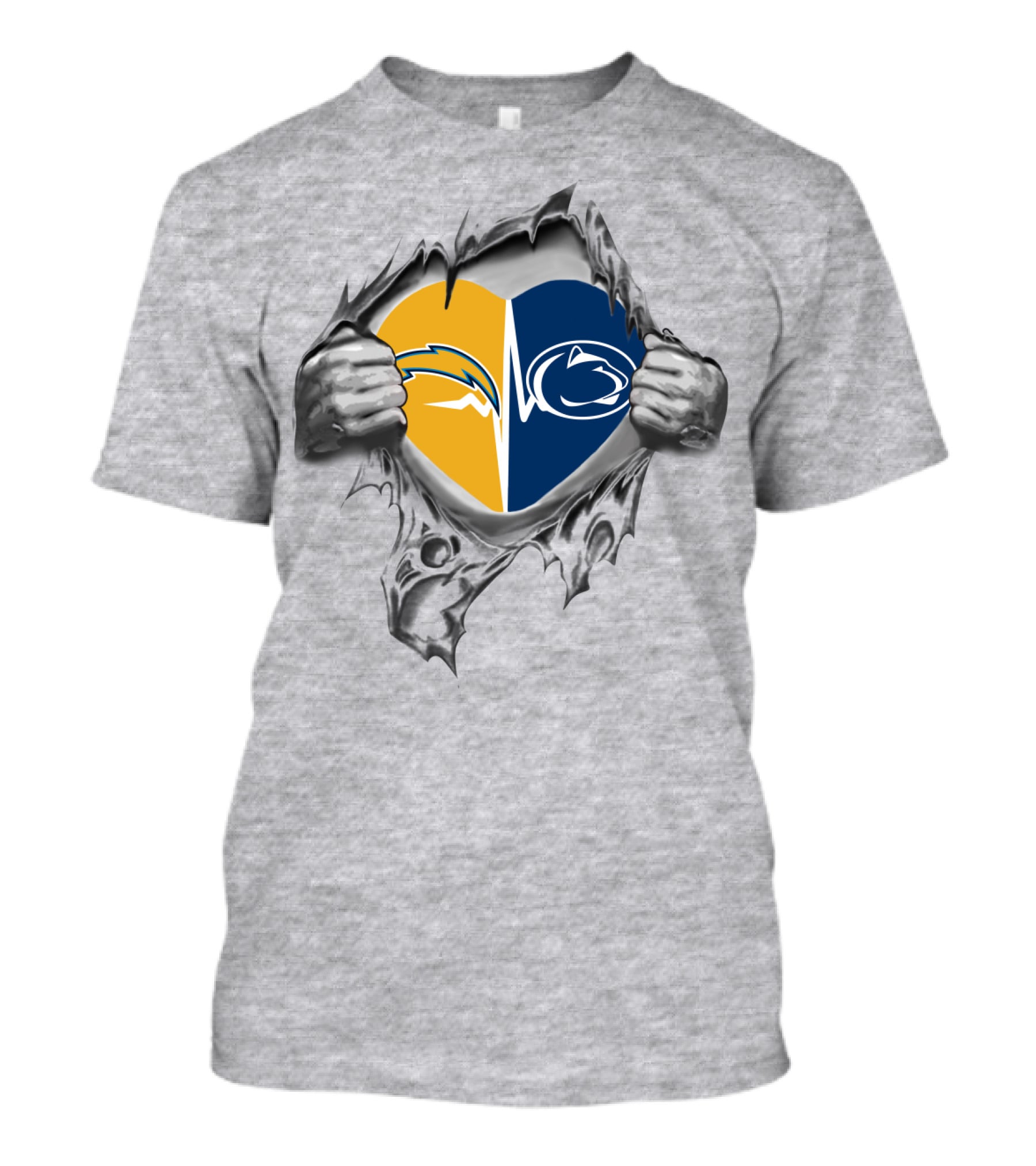 Los Angeles Chargers Penn State Heart Rip T-Shirt