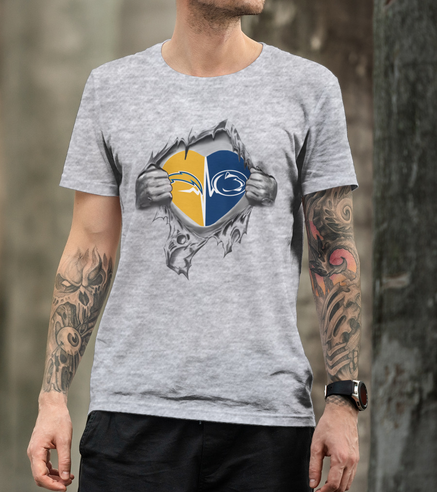 Los Angeles Chargers Penn State Heart Rip T-Shirt