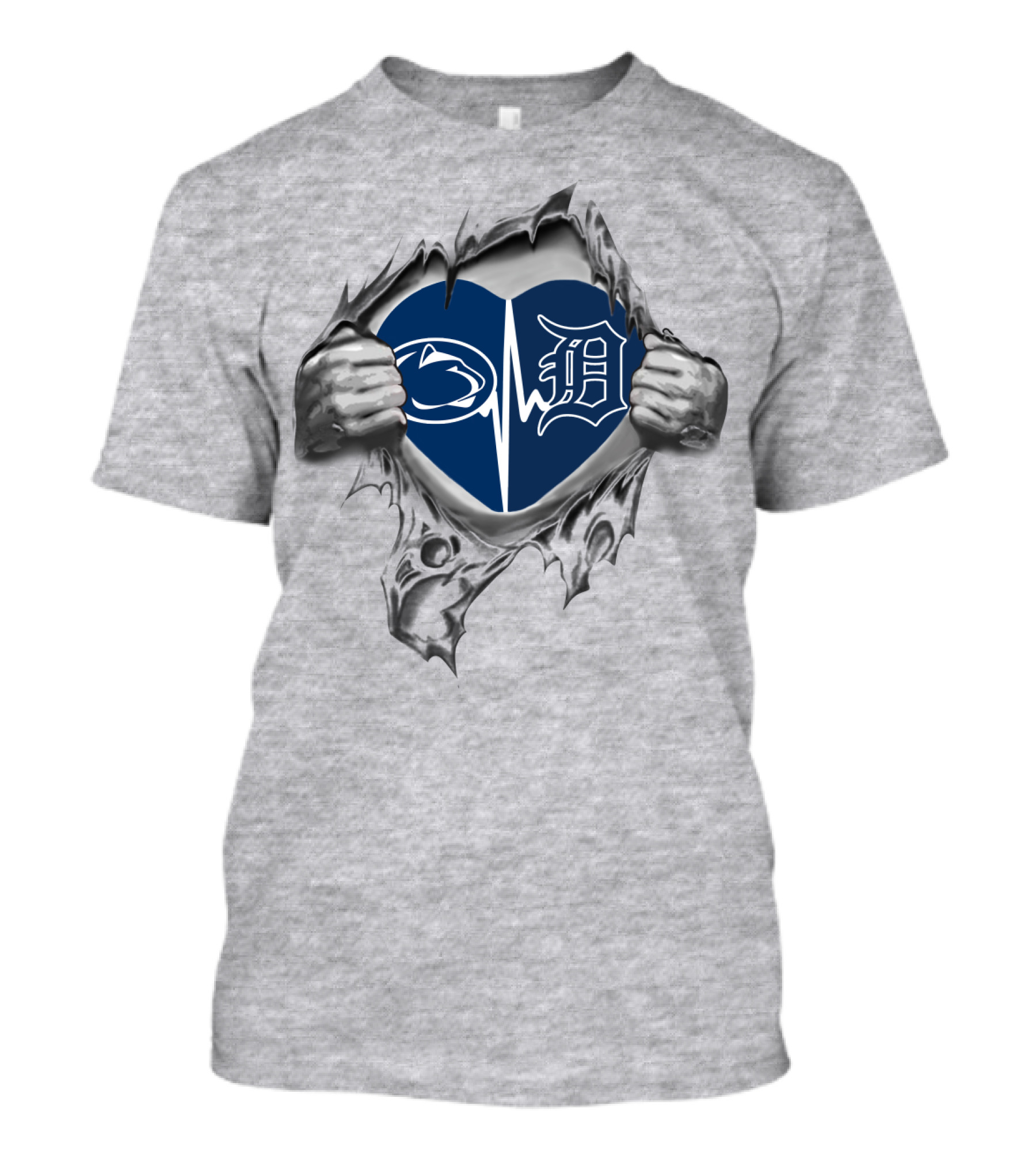 Detroit Tigers Penn State Heartbeat Logo Fusion T-Shirt